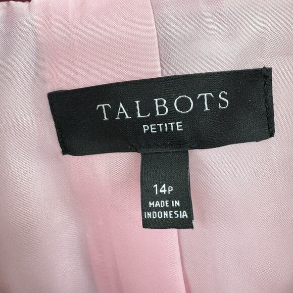 Talbots Wool Blend Plaid Blazer Sz 14P Pink Multi Lined Gold Buttons Office - Picture 7 of 14